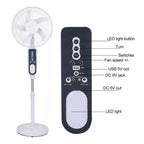 16" Rechargeable Fan with LED Light & Remote Control Remote control of the world