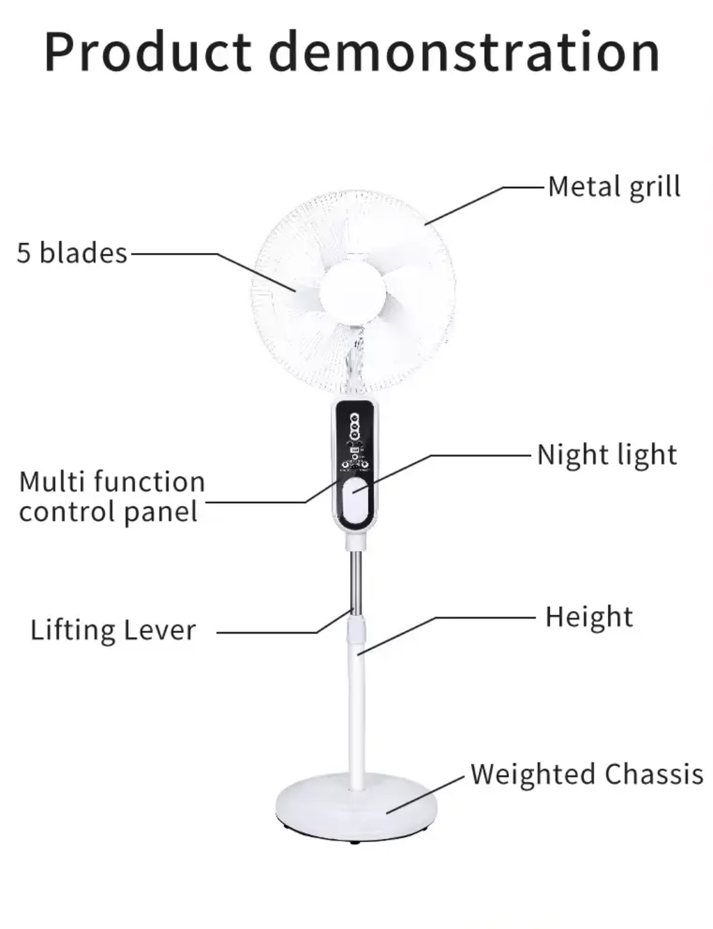 Rechargeable Fan with LED Light & Remote Control. 16" MA Elect Accessories Store