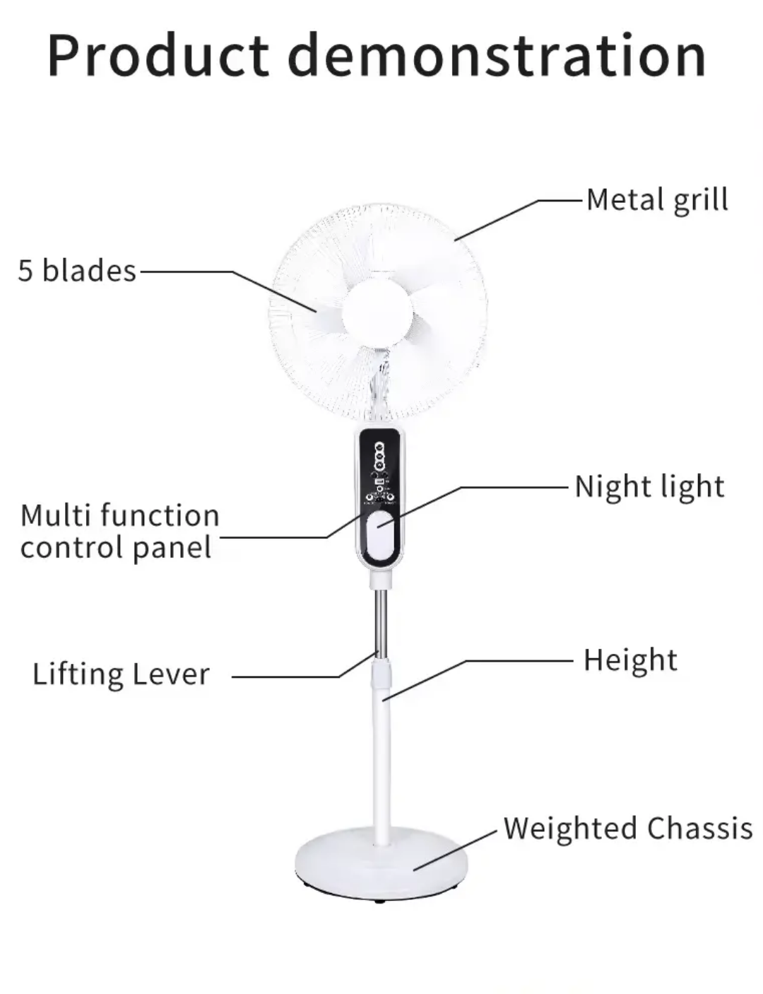 Rechargeable Fan with LED Light & Remote Control. 16" MA Elect Accessories Store