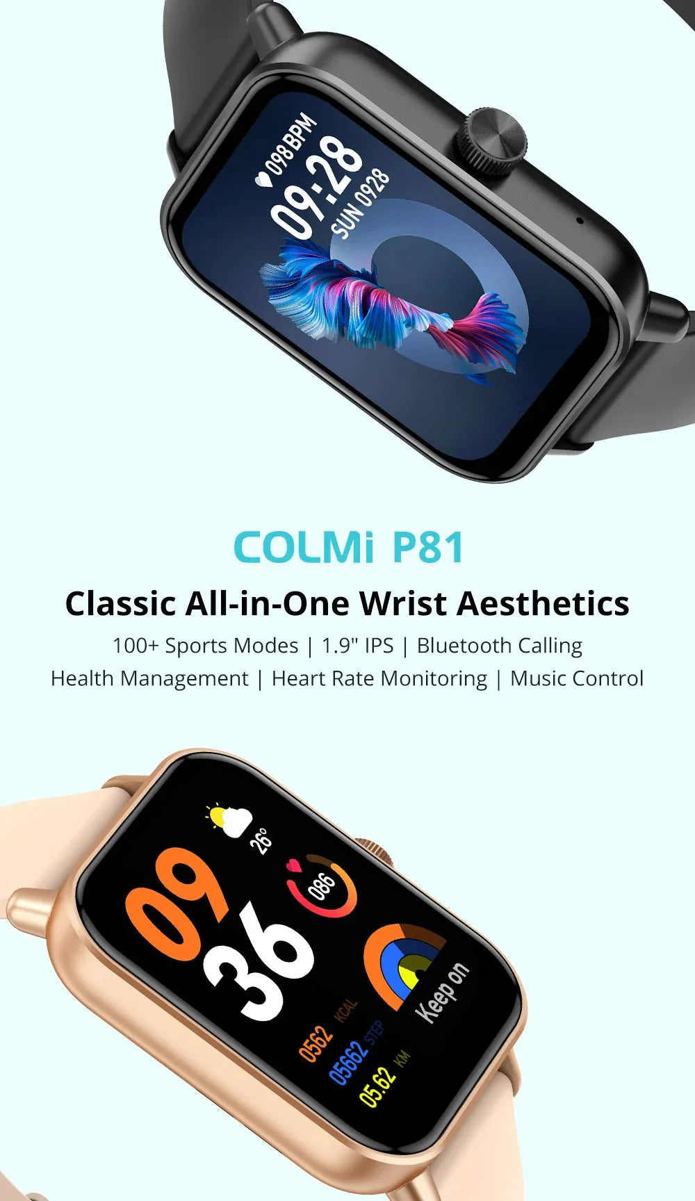 Smart Watch 1.9" Screen | Heart Rate & Health Monitor | Bluetooth ColMi official store
