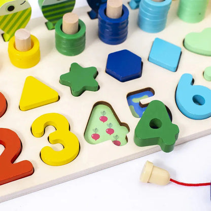 View details for 3-in-1 Wooden Educational Toy - Color, Number & Shape Puzzle