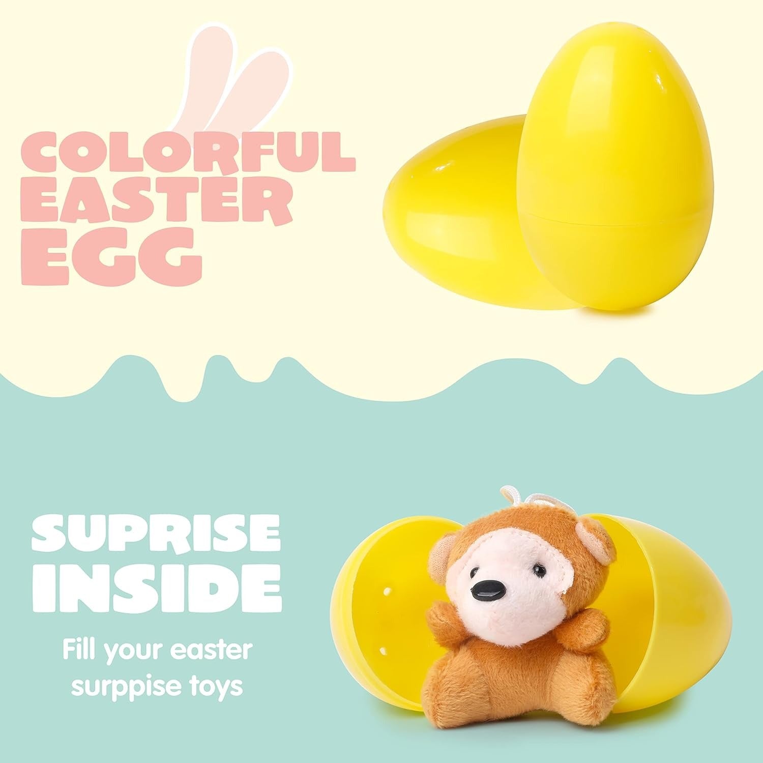 12/24/36 Pcs Prefilled Easter Eggs, Filled with Plush Animal Toys OvO HU01 Store