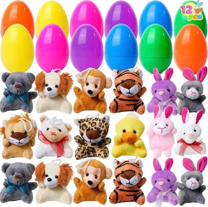12/24/36 Pcs Prefilled Easter Eggs, Filled with Plush Animal Toys OvO HU01 Store