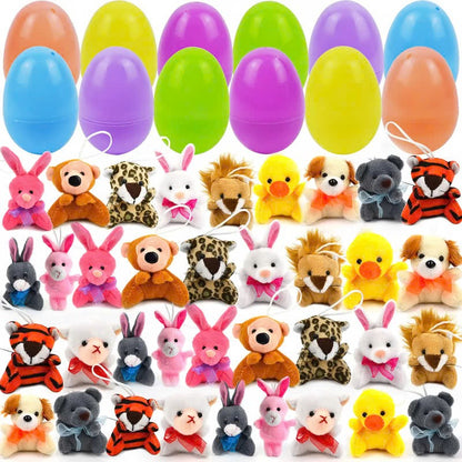12/24/36 Pcs Prefilled Easter Eggs, Filled with Plush Animal Toys OvO HU01 Store