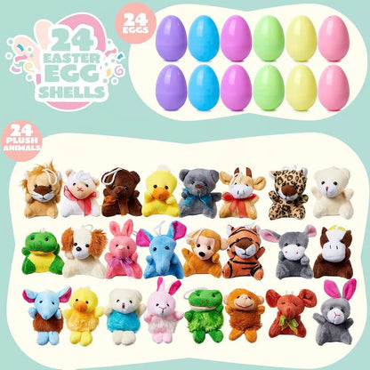 12/24/36 Pcs Prefilled Easter Eggs, Filled with Plush Animal Toys OvO HU01 Store
