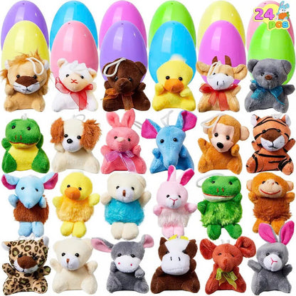 12/24/36 Pcs Prefilled Easter Eggs, Filled with Plush Animal Toys OvO HU01 Store