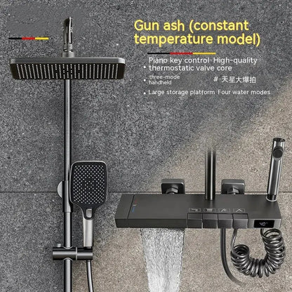 View details for Copper Button Constant Temperature Shower Set Digital Display Large Shower Set Gray Suit