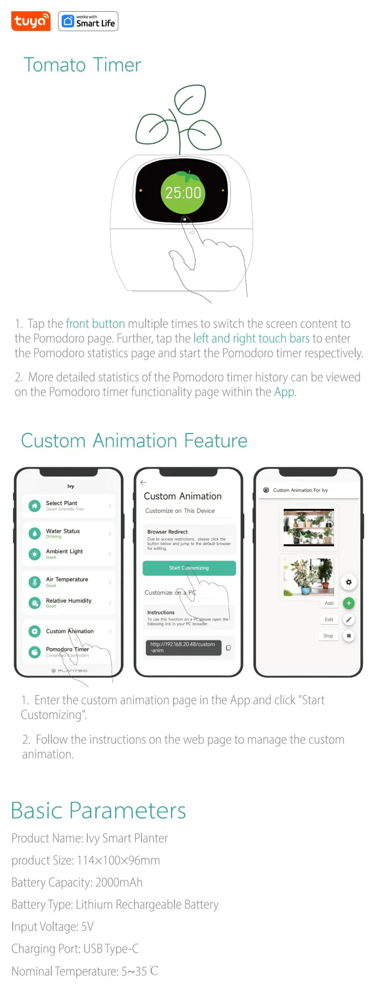 Tuya Ivy Smart Planter Bee Store
