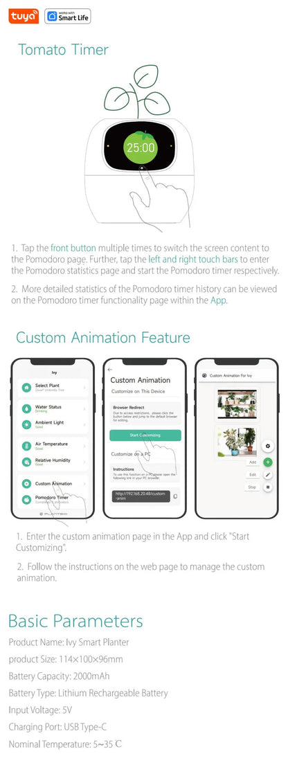 Tuya Ivy Smart Planter Bee Store