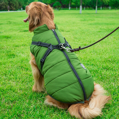 Dog Coat With Built In Harness - Green South Bay Evans General Store