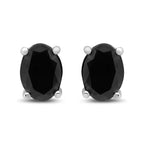 14K White Gold 1/2 Cttw Round Brilliant-Cut Black Diamond Classic 4-Prong Stud Earrings with Screw Backs (Fancy Color-Enhanced, I2-I3 Clarity)
