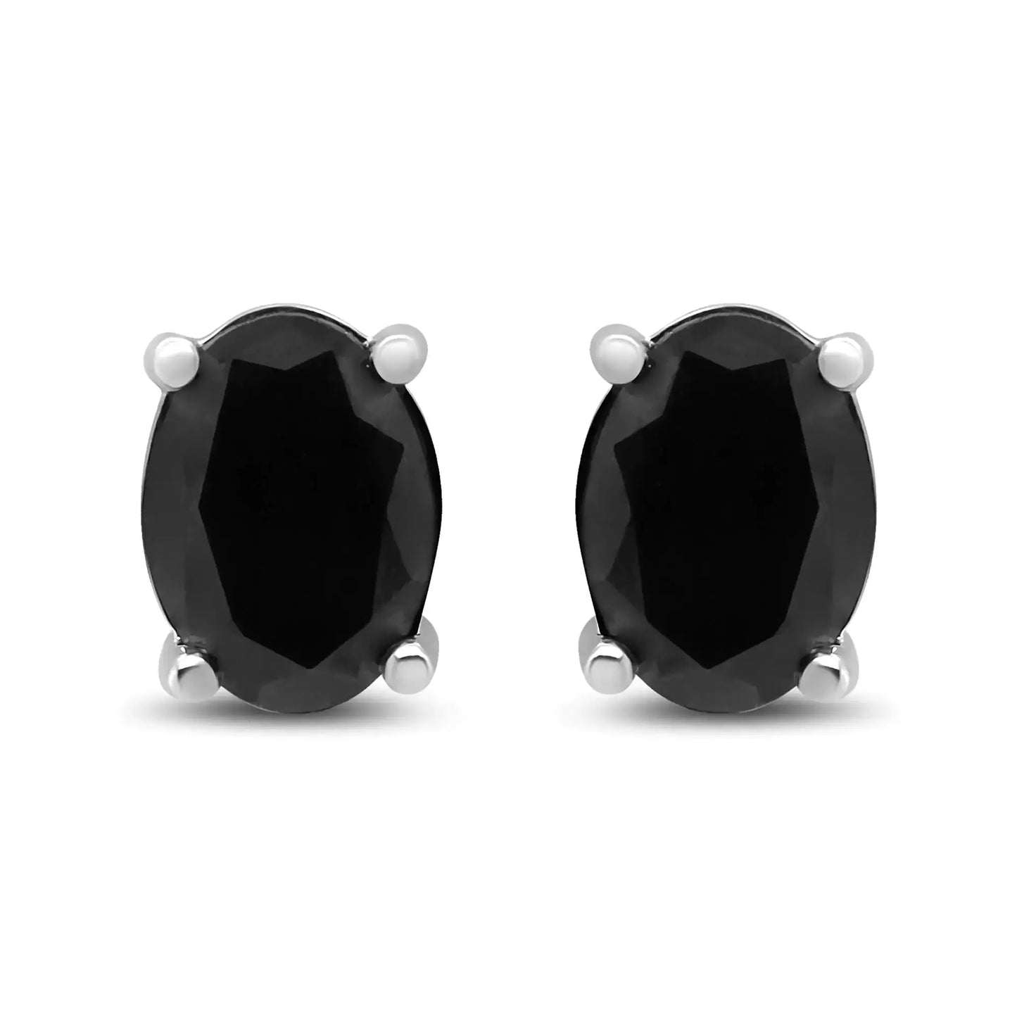 14K White Gold 1/2 Cttw Round Brilliant-Cut Black Diamond Classic 4-Prong Stud Earrings with Screw Backs (Fancy Color-Enhanced, I2-I3 Clarity)