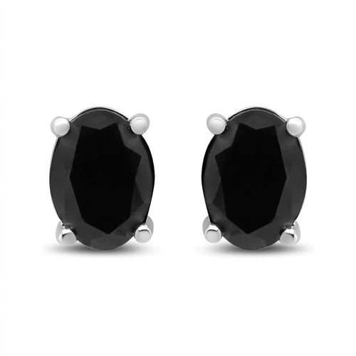 14K White Gold 1/2 Cttw Round Brilliant-Cut Black Diamond Classic 4-Prong Stud Earrings with Screw Backs (Fancy Color-Enhanced, I2-I3 Clarity)