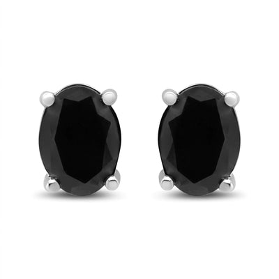 14K White Gold 1/2 Cttw Round Brilliant-Cut Black Diamond Classic 4-Prong Stud Earrings with Screw Backs (Fancy Color-Enhanced, I2-I3 Clarity)