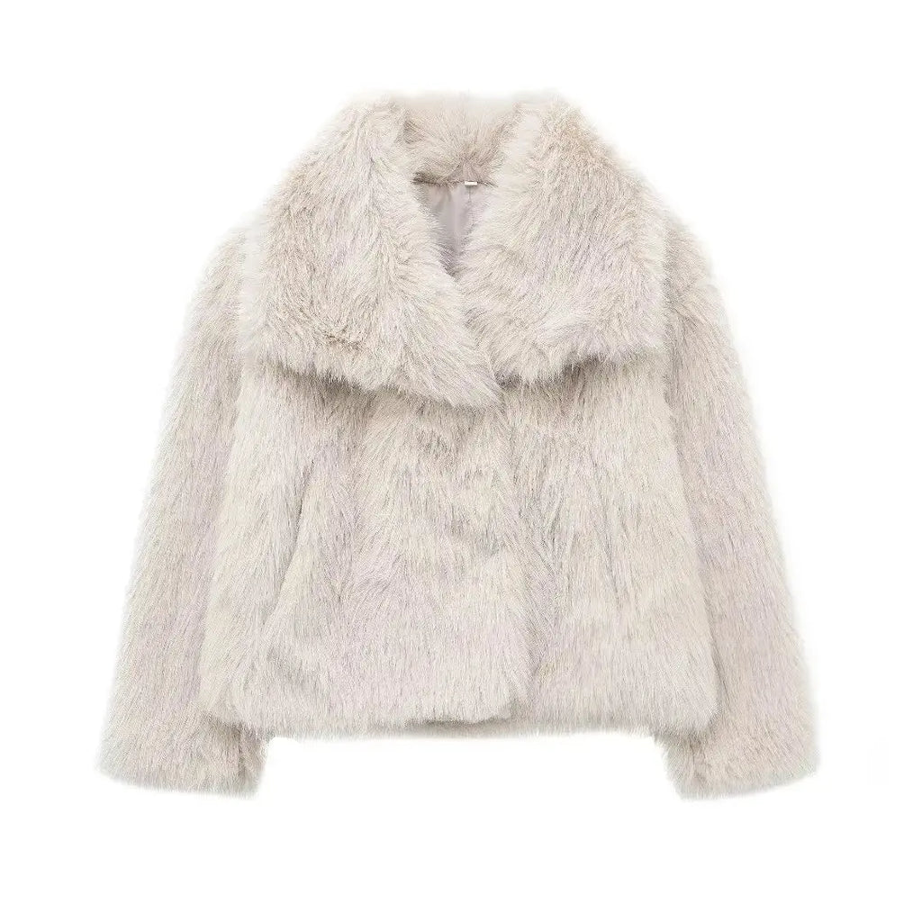 Women's Fashion Cropped Faux Fur Jacket Stone's Store